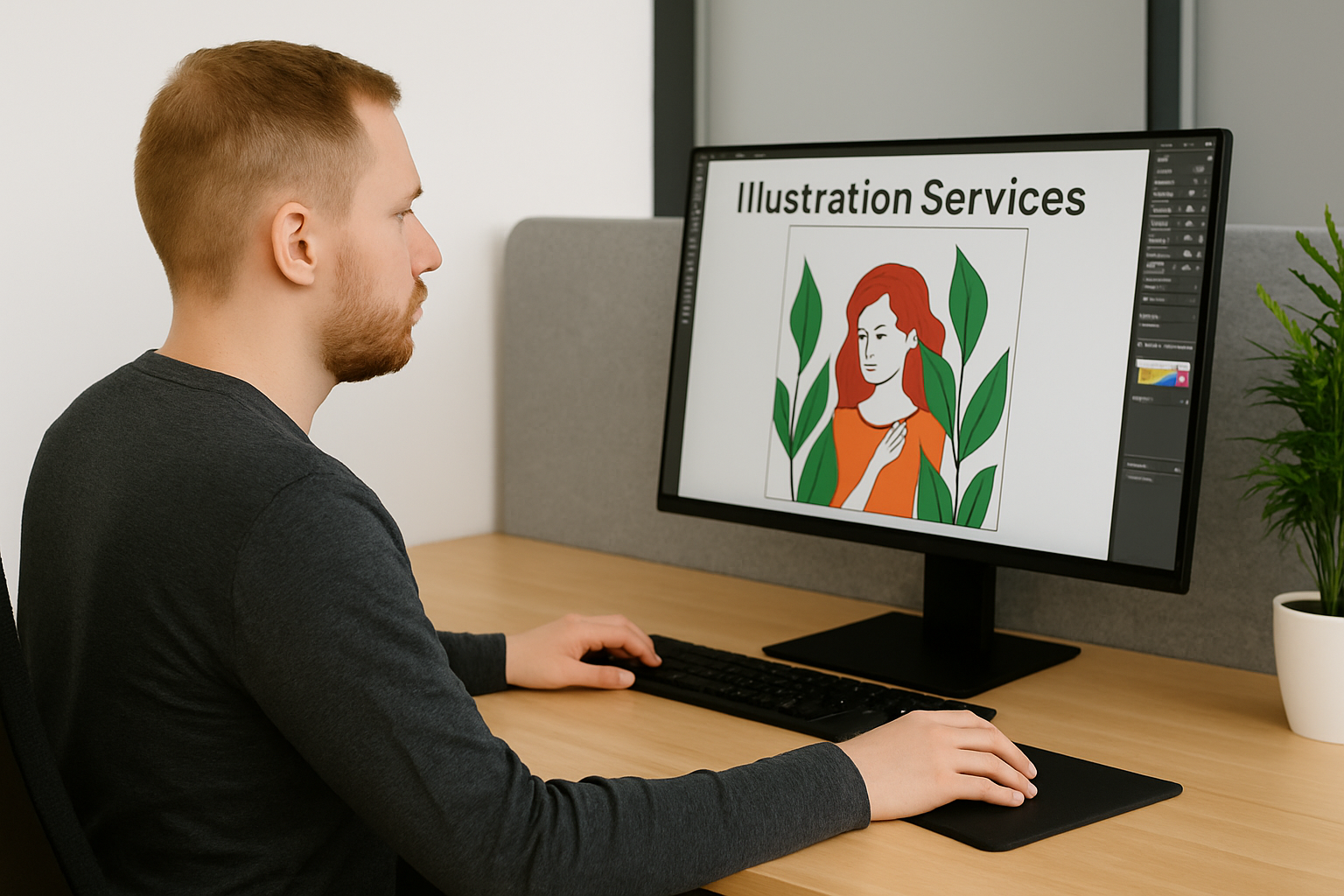 Office Desk and Monitor Setup